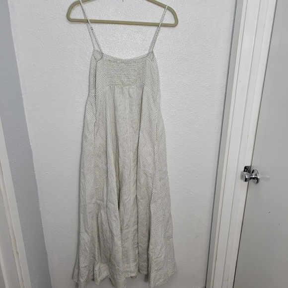 Madewell Striped Empire-Waist Midi Dress in 100% Linen NV470 Size M - Picture 5 of 10